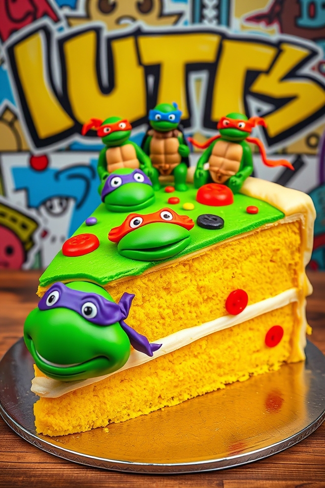 teenage mutant ninja turtles pizza cake