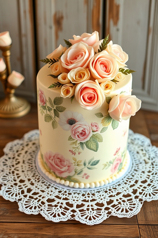 timeless vintage floral cake