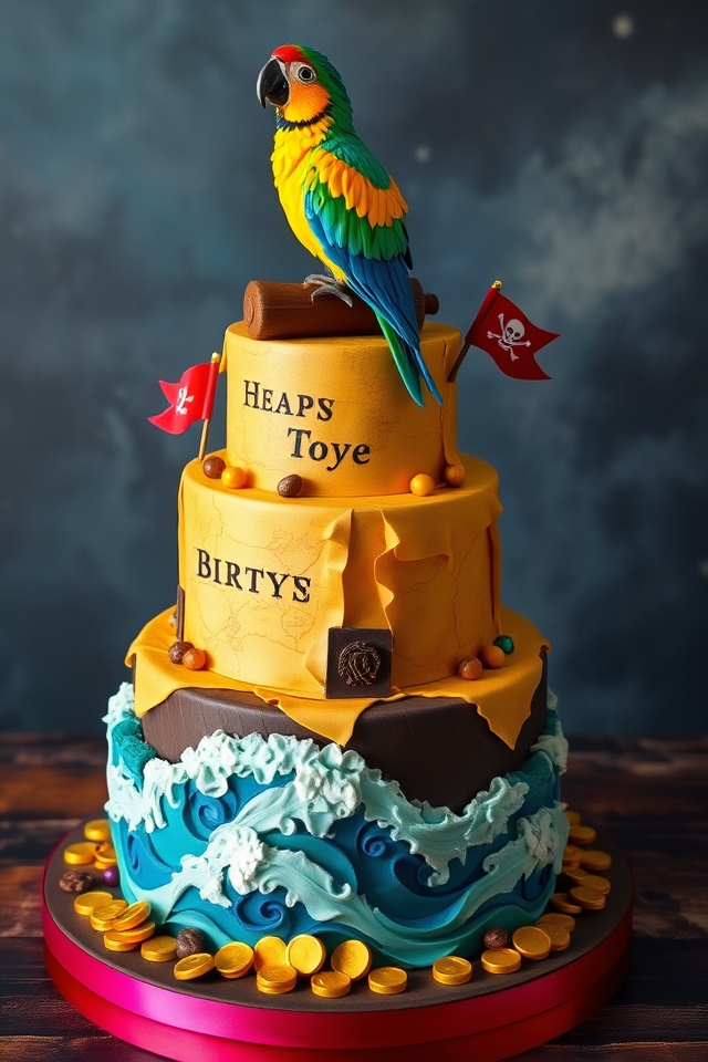 tropical parrot themed cake