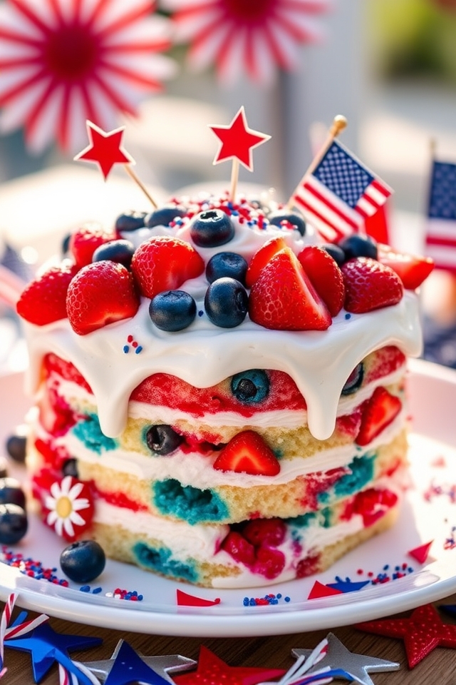 vibrant patriotic poke cake