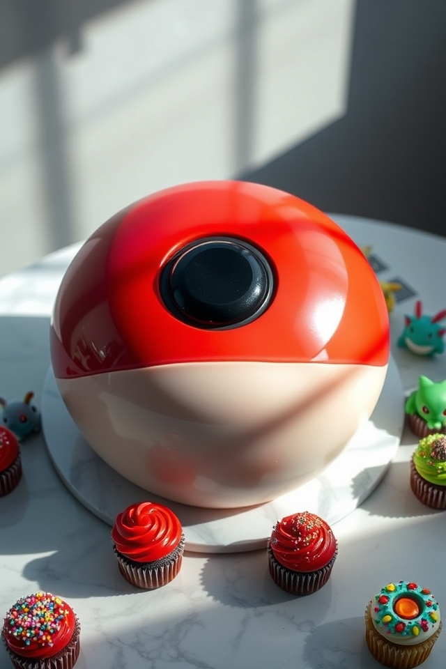 vibrant pok ball themed cake