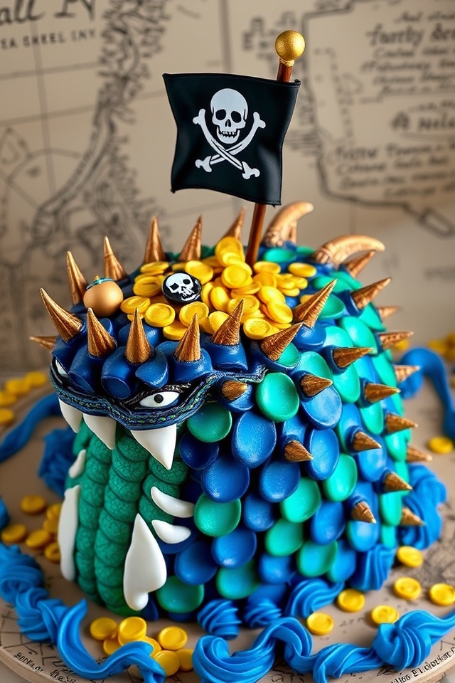 vibrant sea monster cake