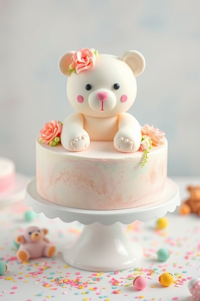 watercolor teddy bear cake
