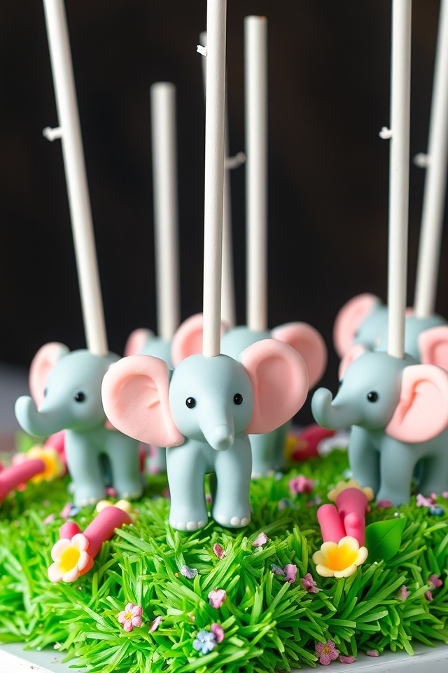 whimsical elephant cake pops
