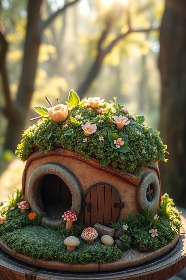 whimsical hobbit hole cake