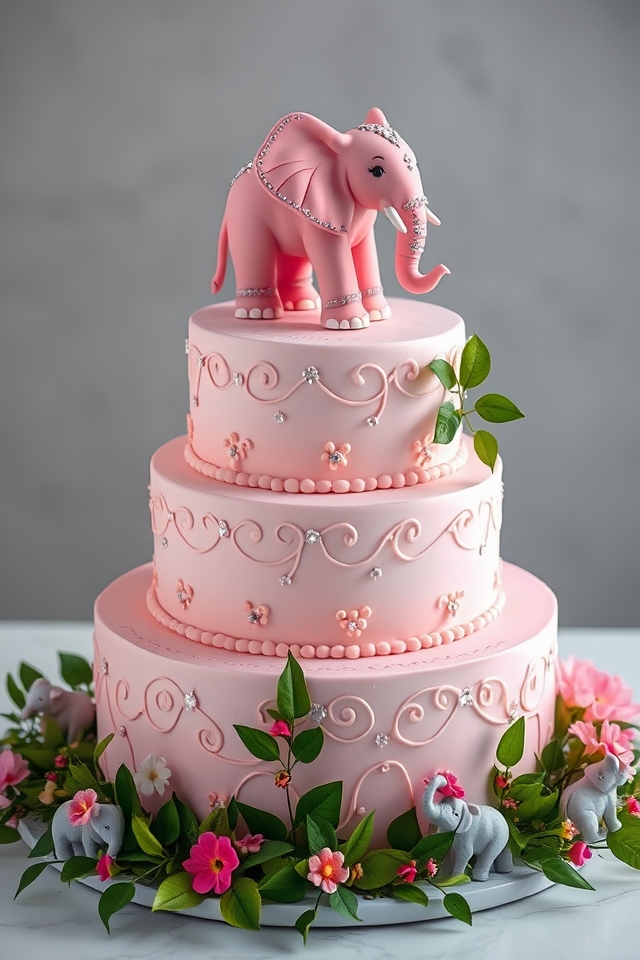 whimsical pink elephant cake