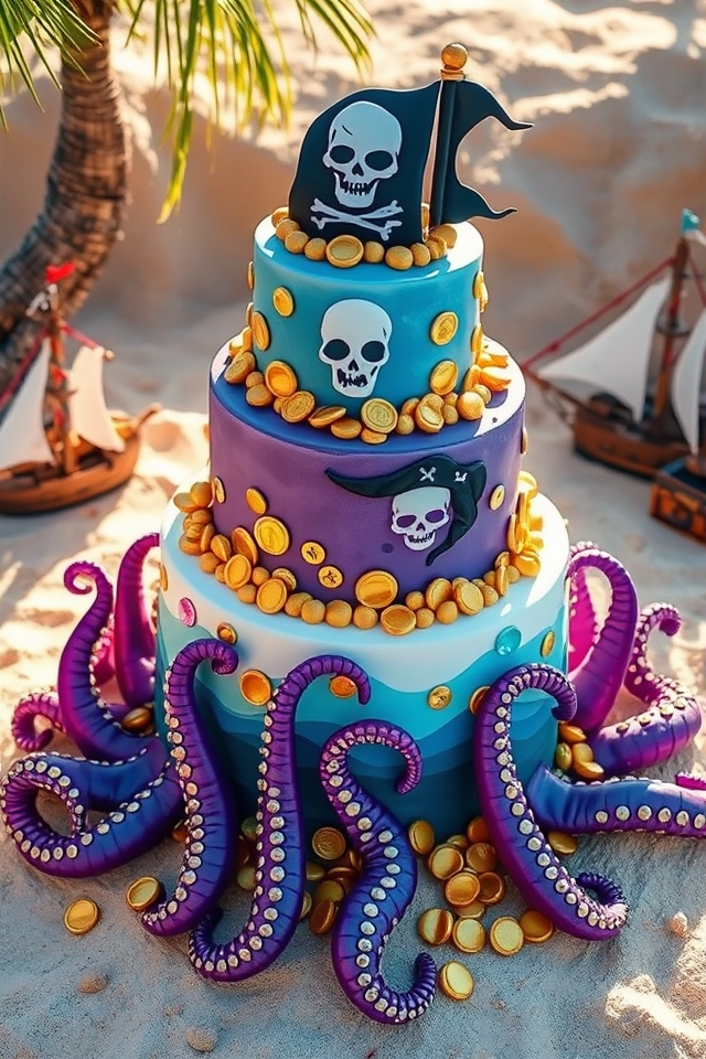 whimsical pirate themed cake