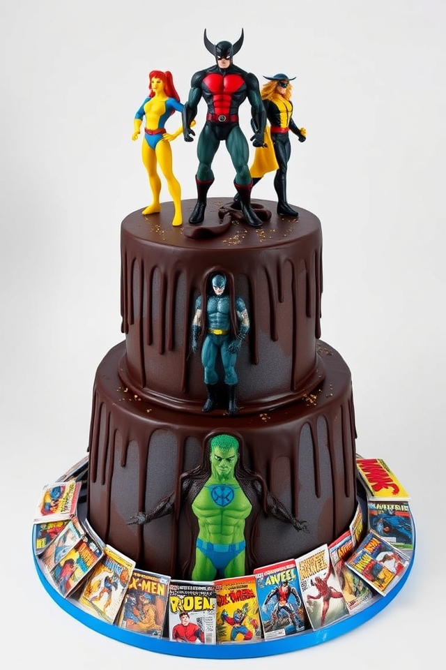 x men themed chocolate cake