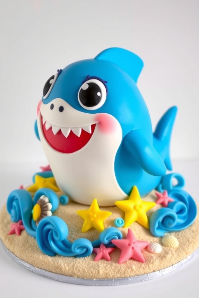 adorable baby shark cake