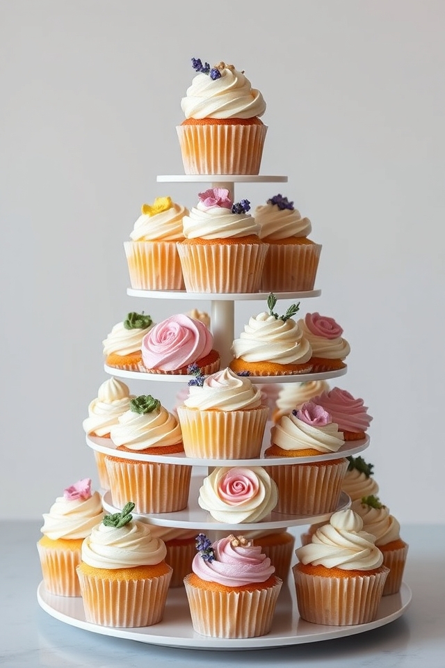 artful decorative cupcake tower