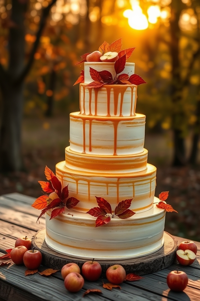 autumn apple marzipan cake