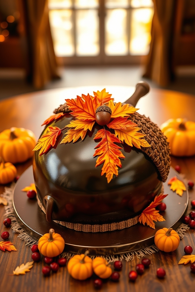 autumn themed acorn cake decoration