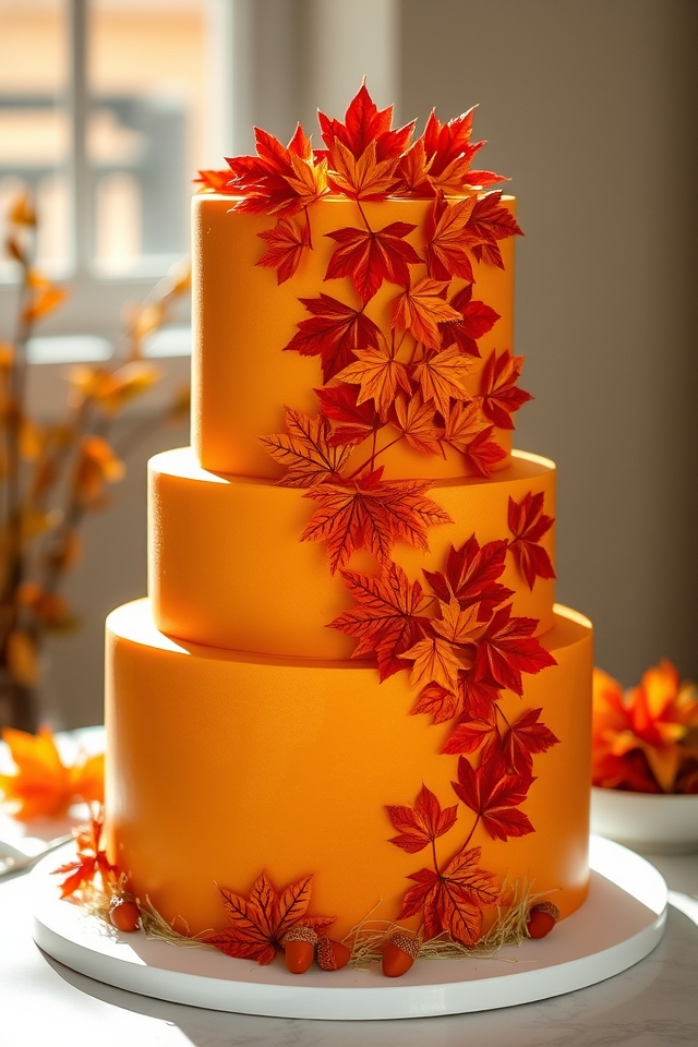 autumn themed fondant cake