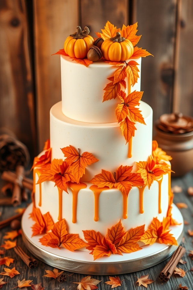 autumn themed layered cake