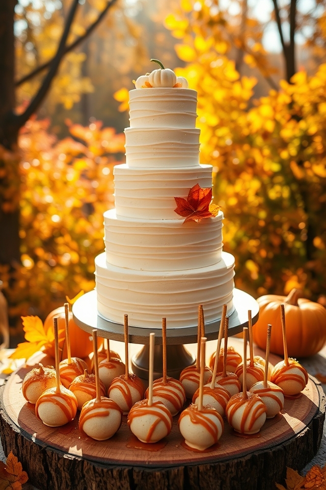 autumn themed wedding cake pops