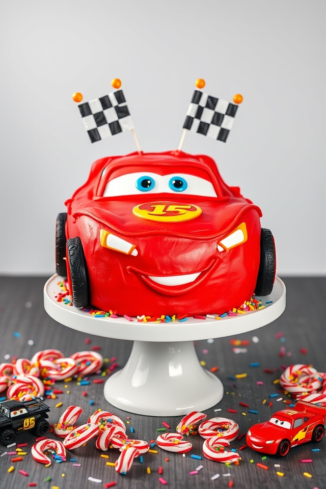 cars themed birthday smash cake