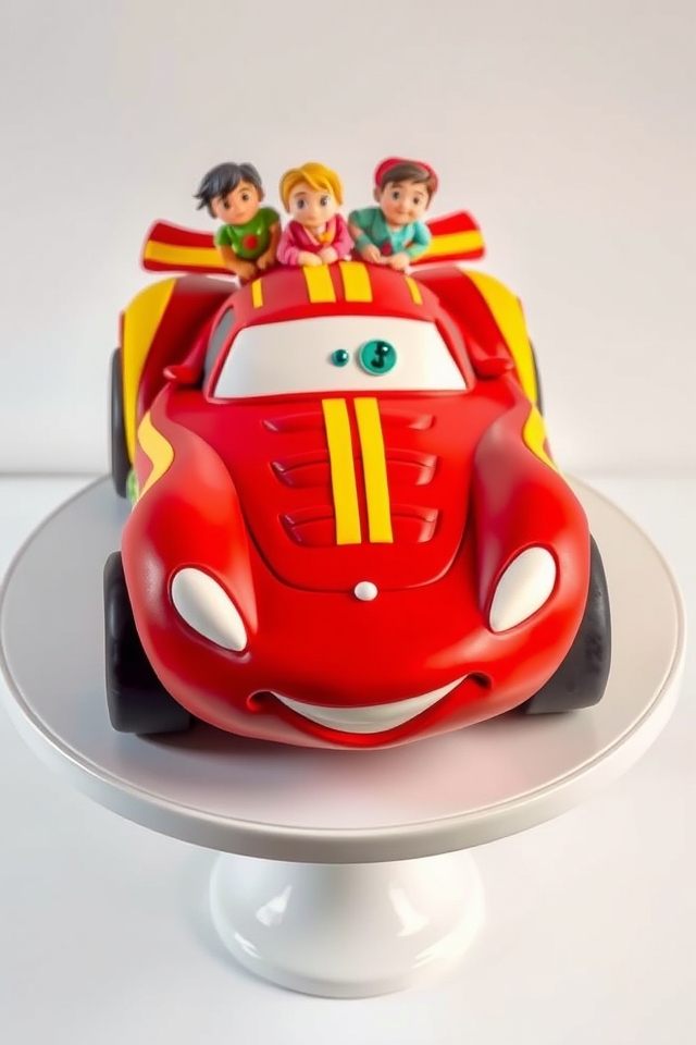 cartoon character racing car