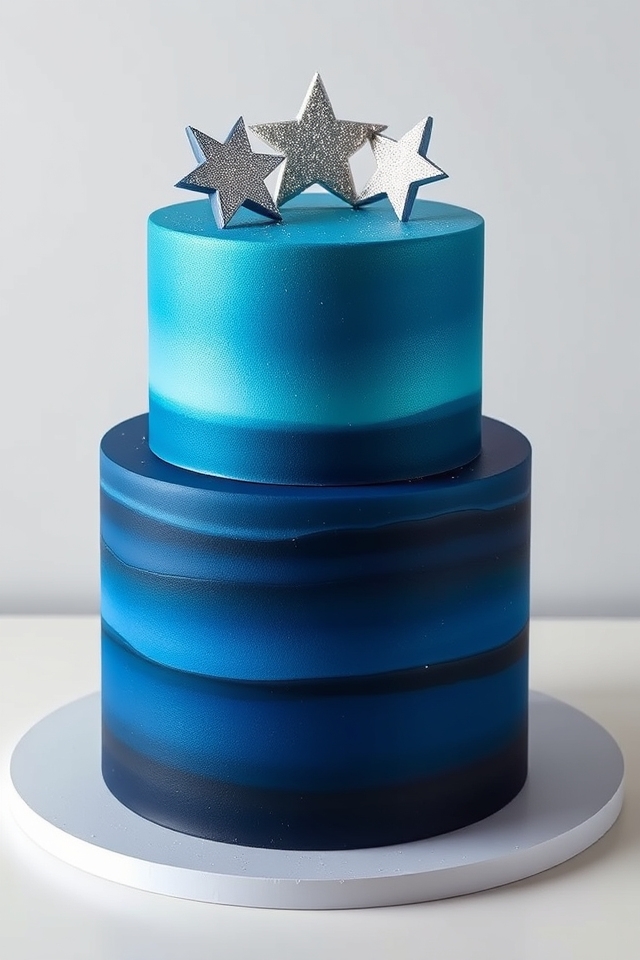 celestial themed ombre cake