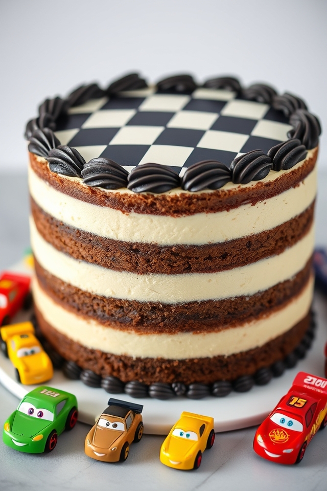 checkerboard racing theme cake