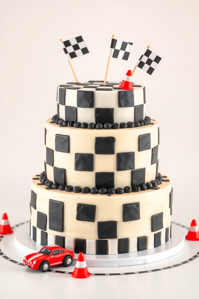 checkered racing flag cake