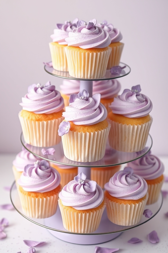 chic lavender cupcake display