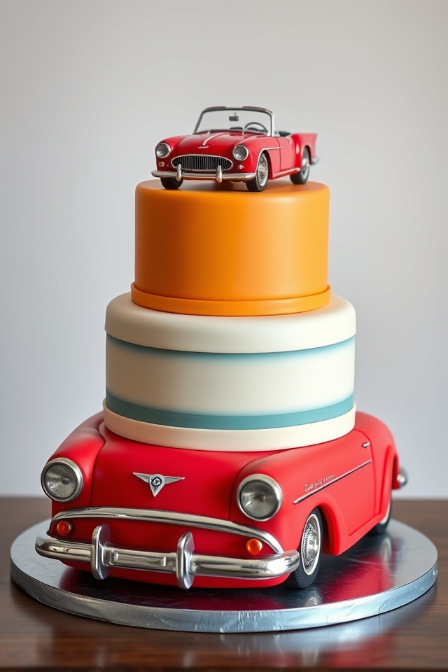 classic car themed cake