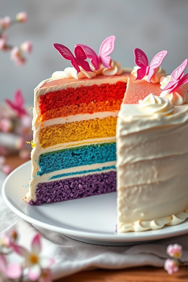 colorful butterfly layer cake