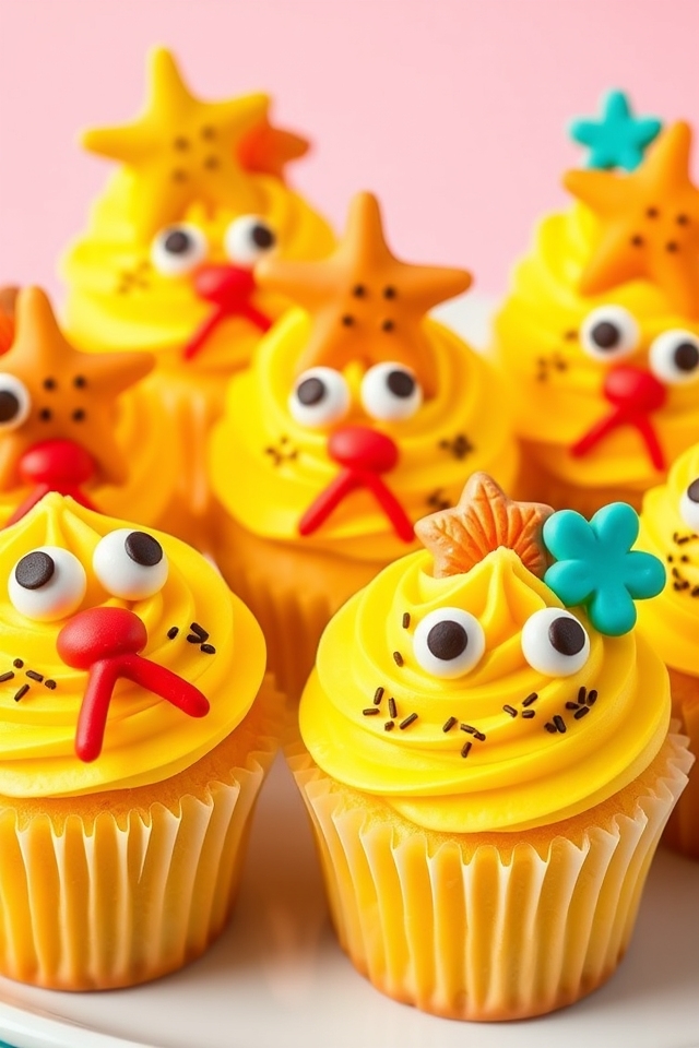 colorful spongebob cupcake decorations