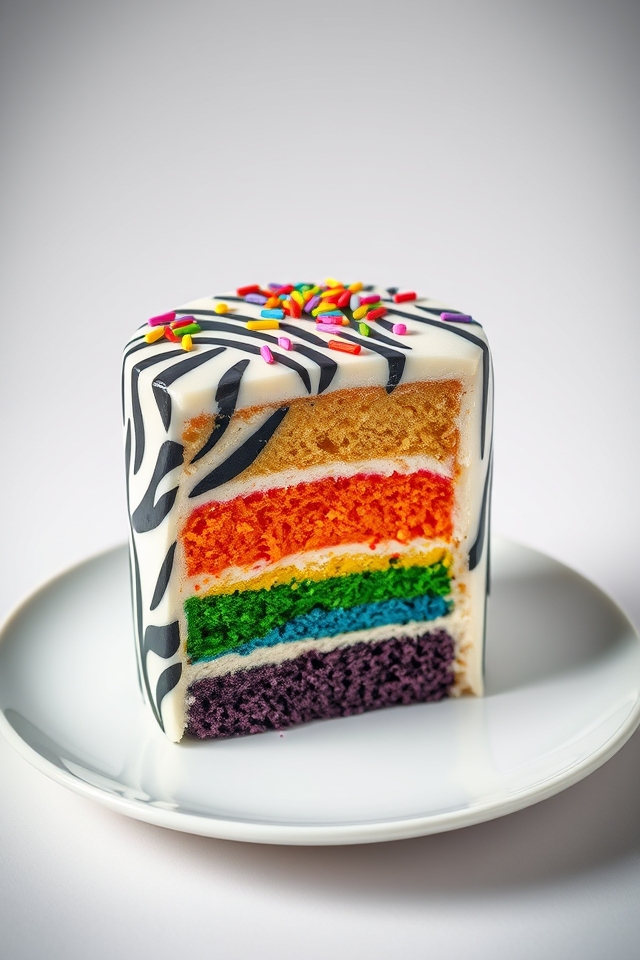 colorful striped cake delight