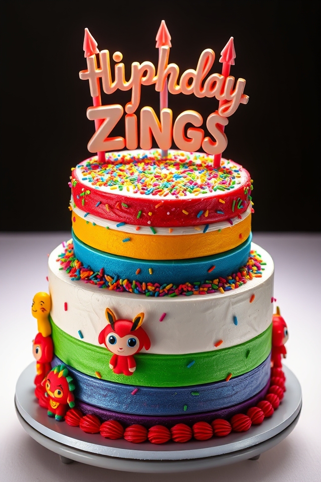 colorful super zings cake