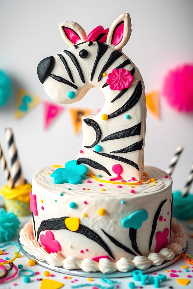 colorful zebra print cake