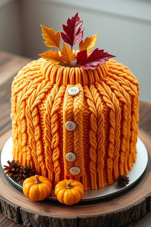 cozy autumn themed sweater cake