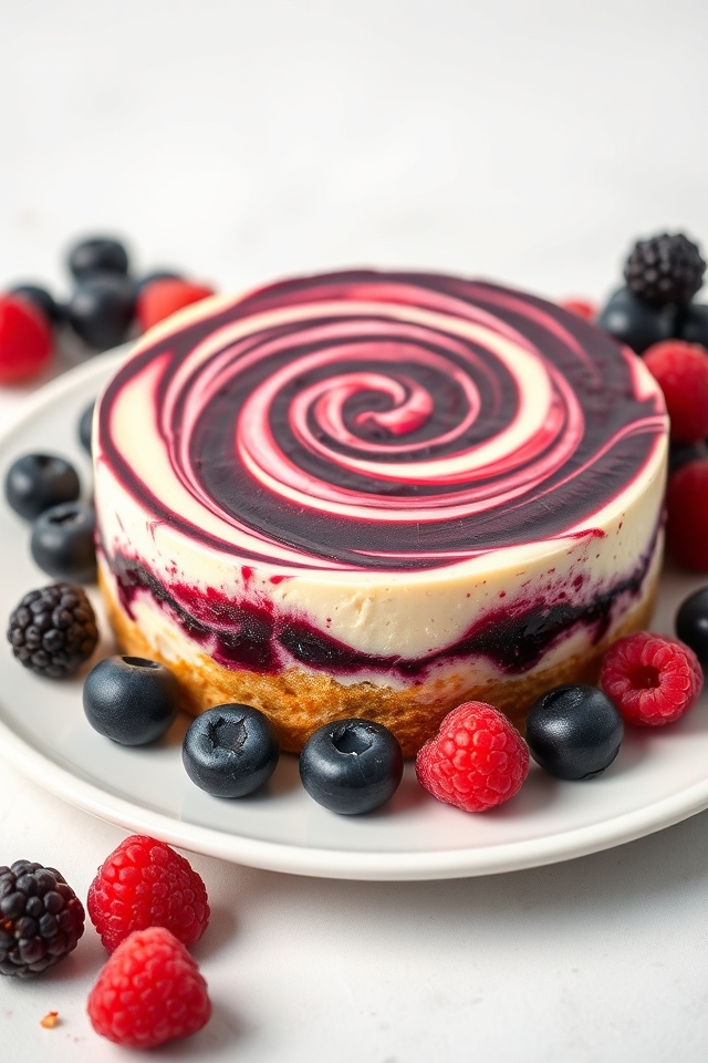 creamy berry swirl cheesecake