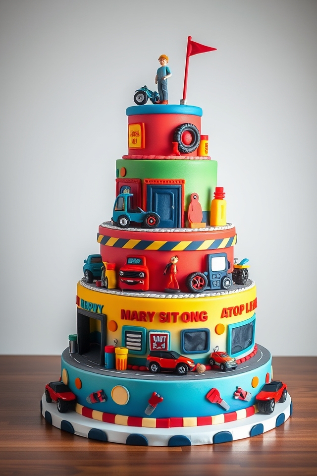 creative car garage cake