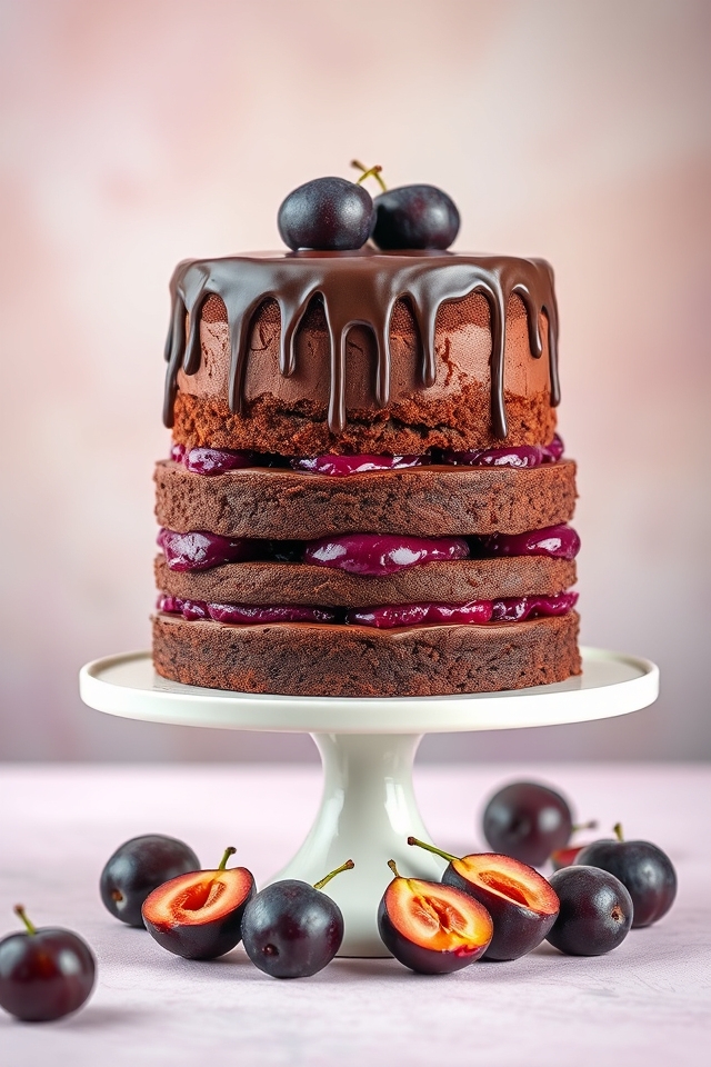 decadent chocolate plum cake