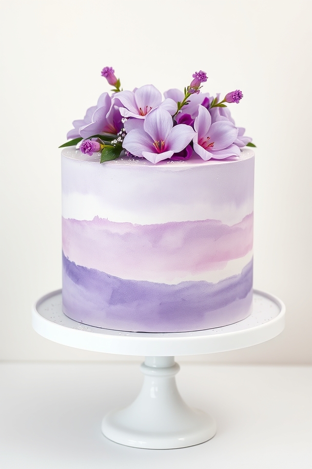 dreamy lilac watercolor cake