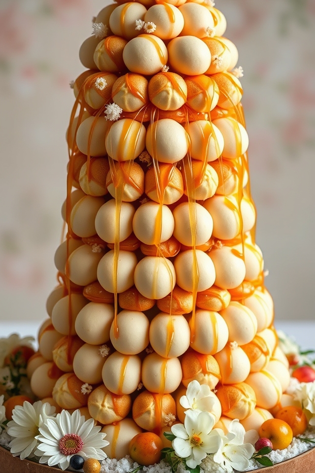elegant cream filled pastry tower