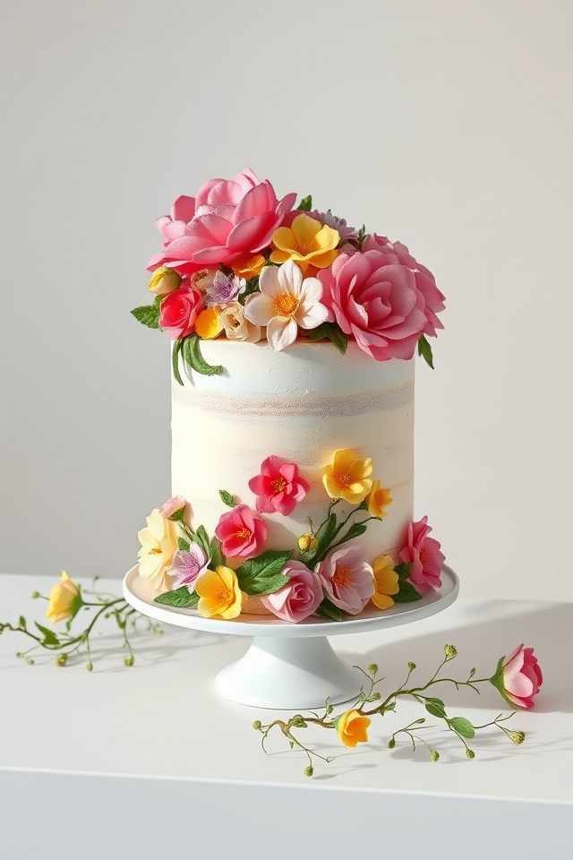 elegant floral adorned cake
