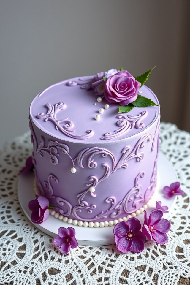 elegant floral purple cake