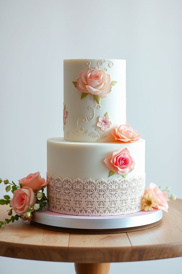 elegant floral tiered cake