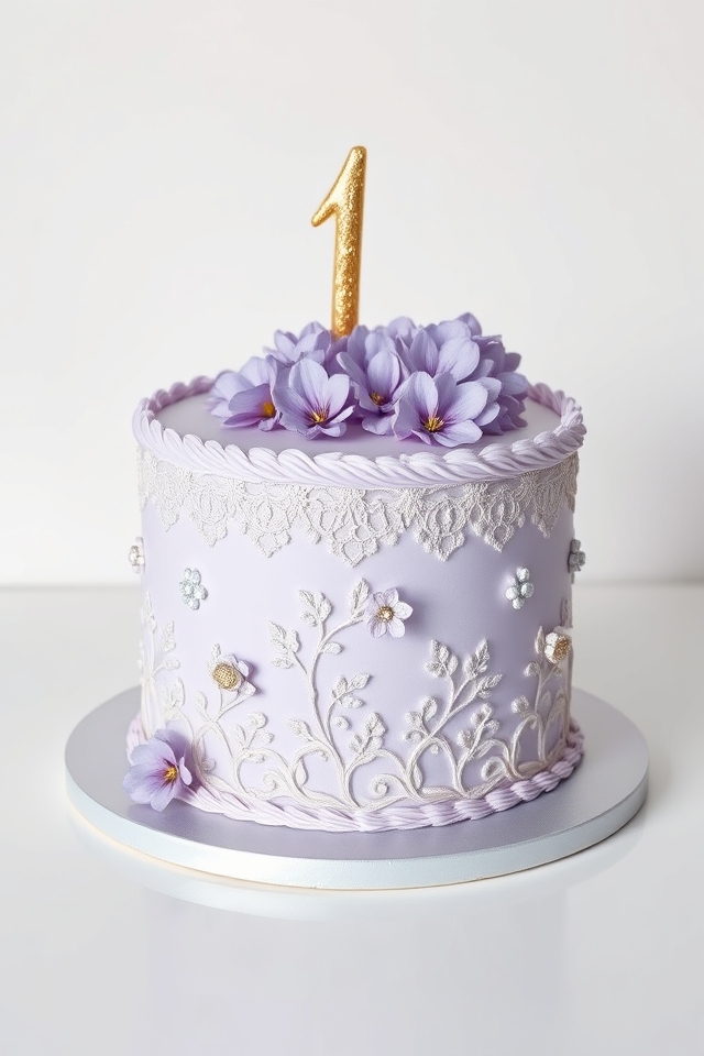 elegant lilac fondant cake