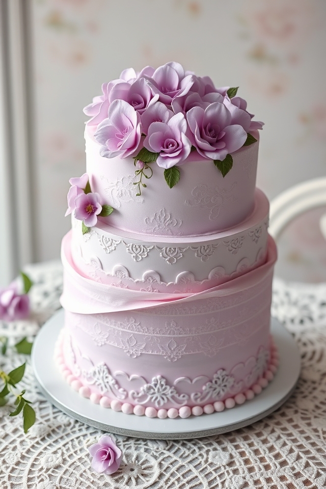 elegant lilac fondant cake