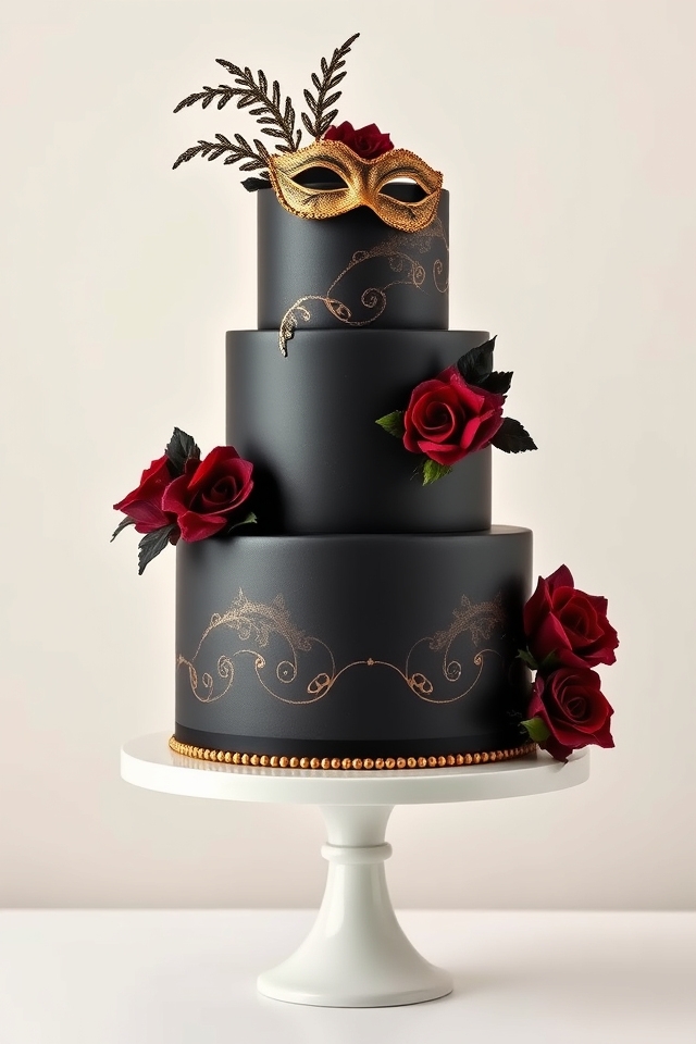 elegant masquerade ball cake