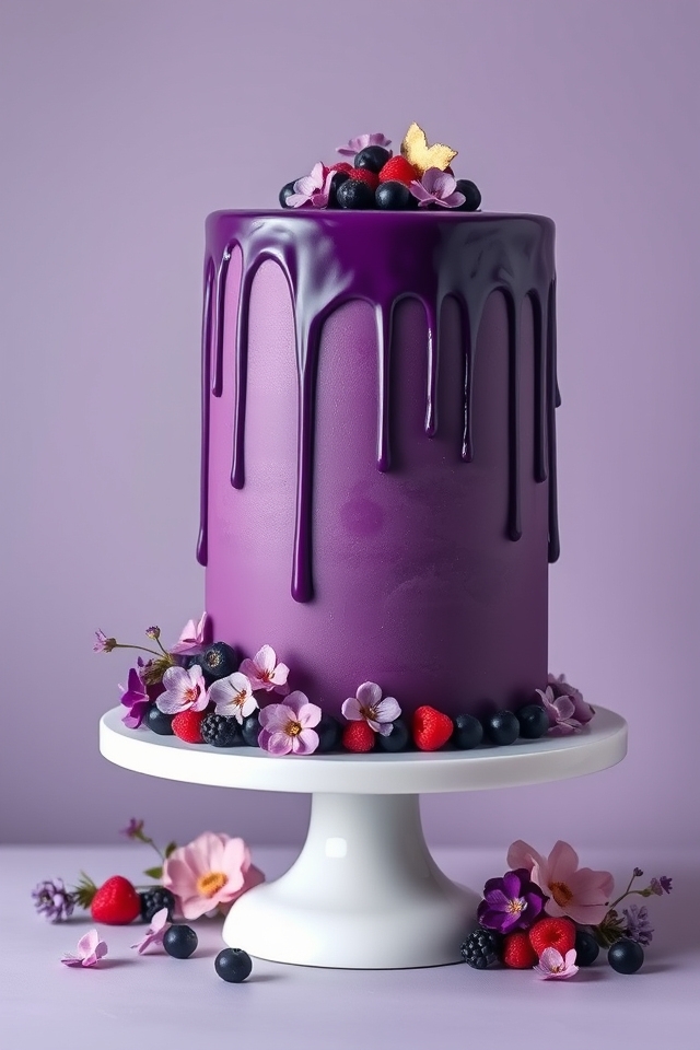 elegant purple ganache cake