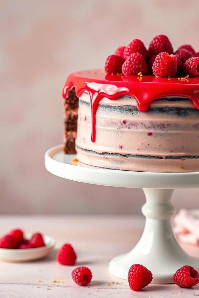 elegant raspberry mirror cake