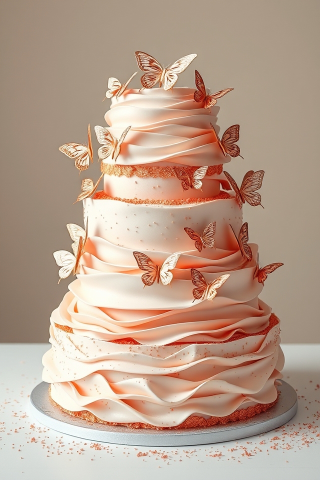 elegant rose gold butterfly cake