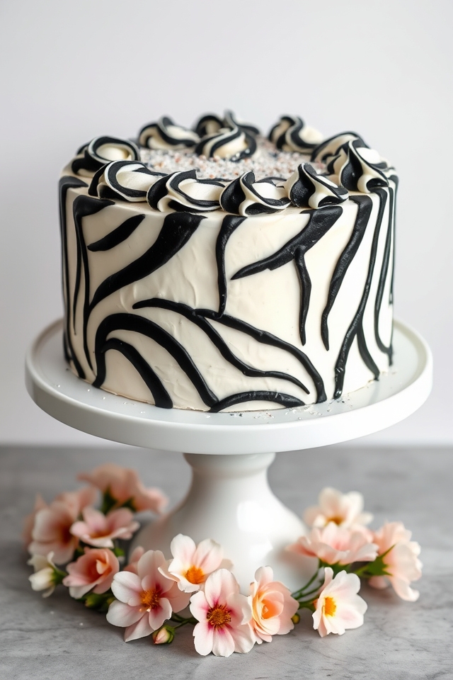 elegant striped buttercream cake