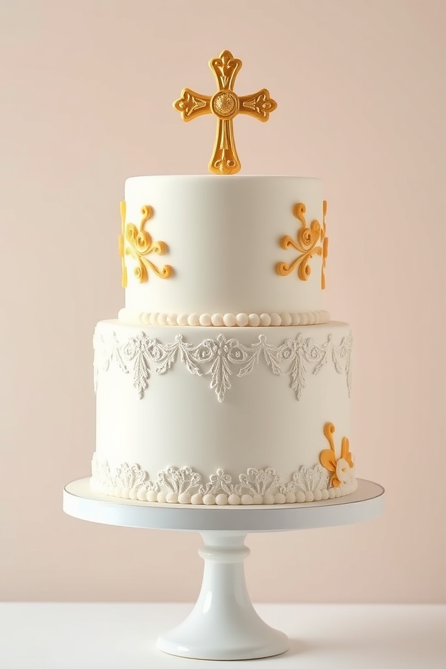 elegant two tier cross cake