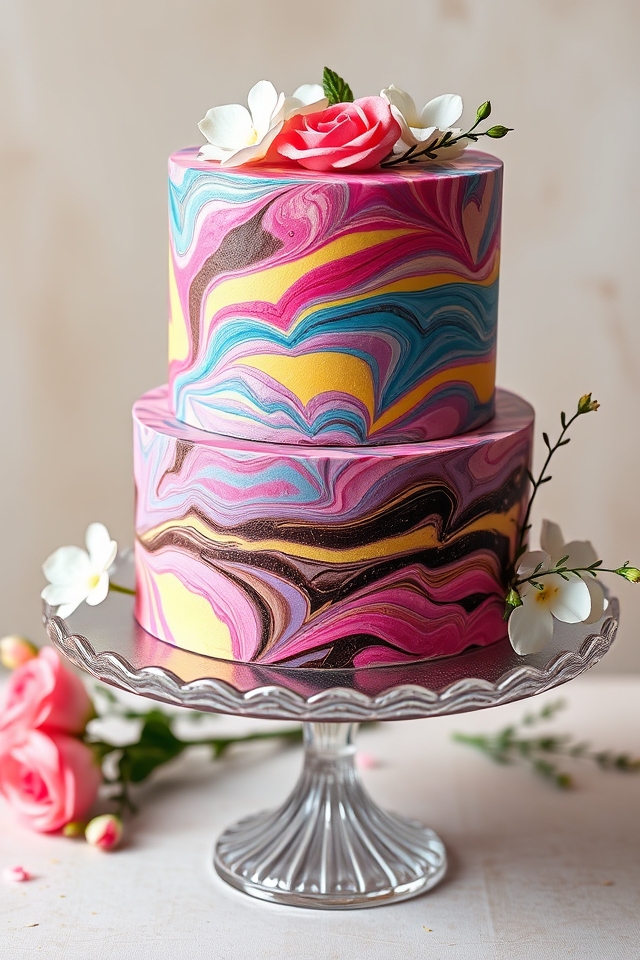 elegant vibrant marble cakes