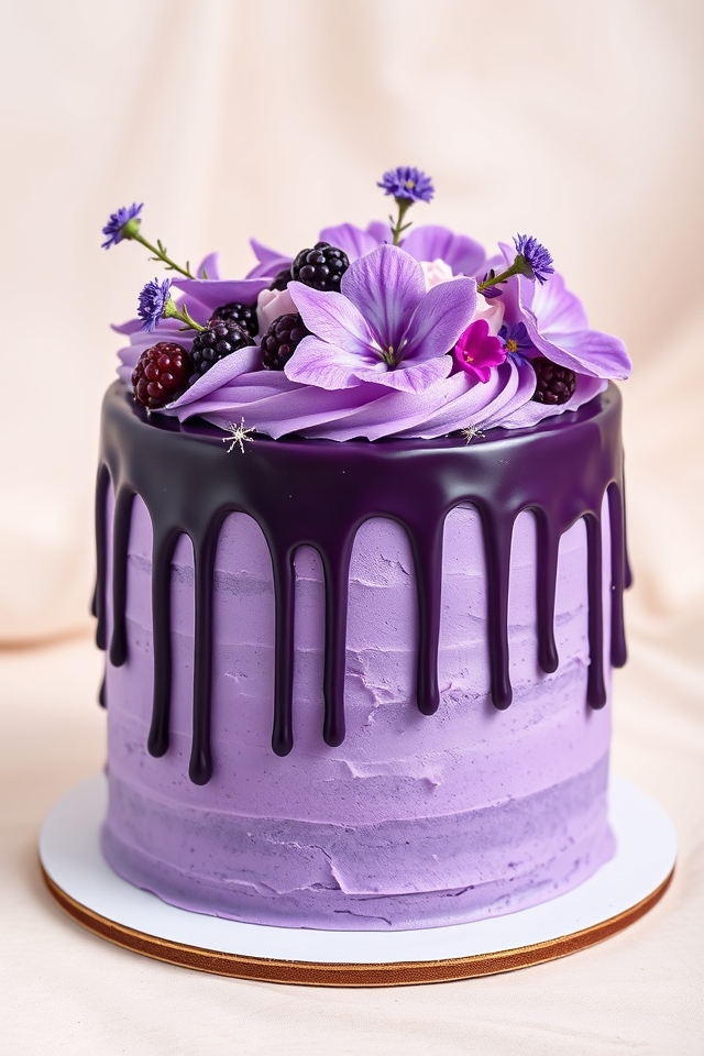 elegant violet drip cake